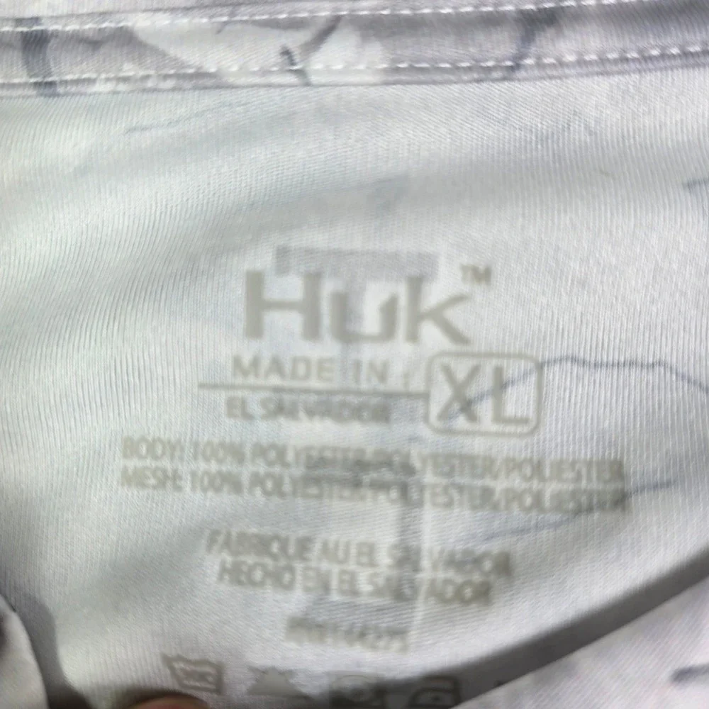 Huk Fishing Performance Shirt Mens XL Grey Camo Mossy Oak Fracture Long Sleeve - Picture 6 of 8